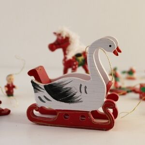 Red and White Swan Sleigh Toy